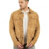 giacca da uomo scamosciata in vera pelle camel