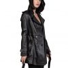 trench da donna in vera pelle nero