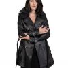 trench da donna in vera pelle nero